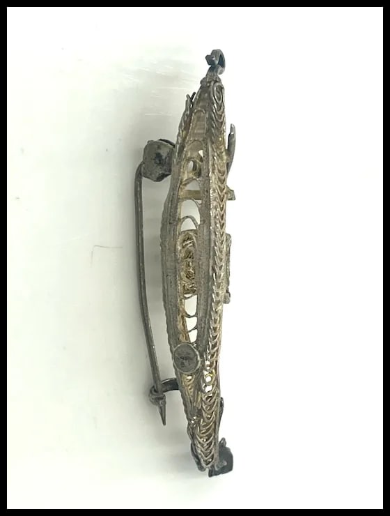 Vintage Italian Gondola Silver Filigree Brooch/Pin - 8