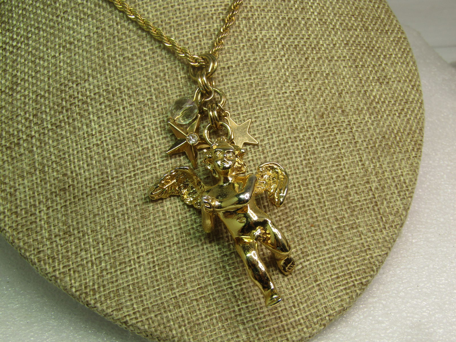 Vintage Kirk's Folly Cherub Star Pendant on 18" Chain, 1990's - 2