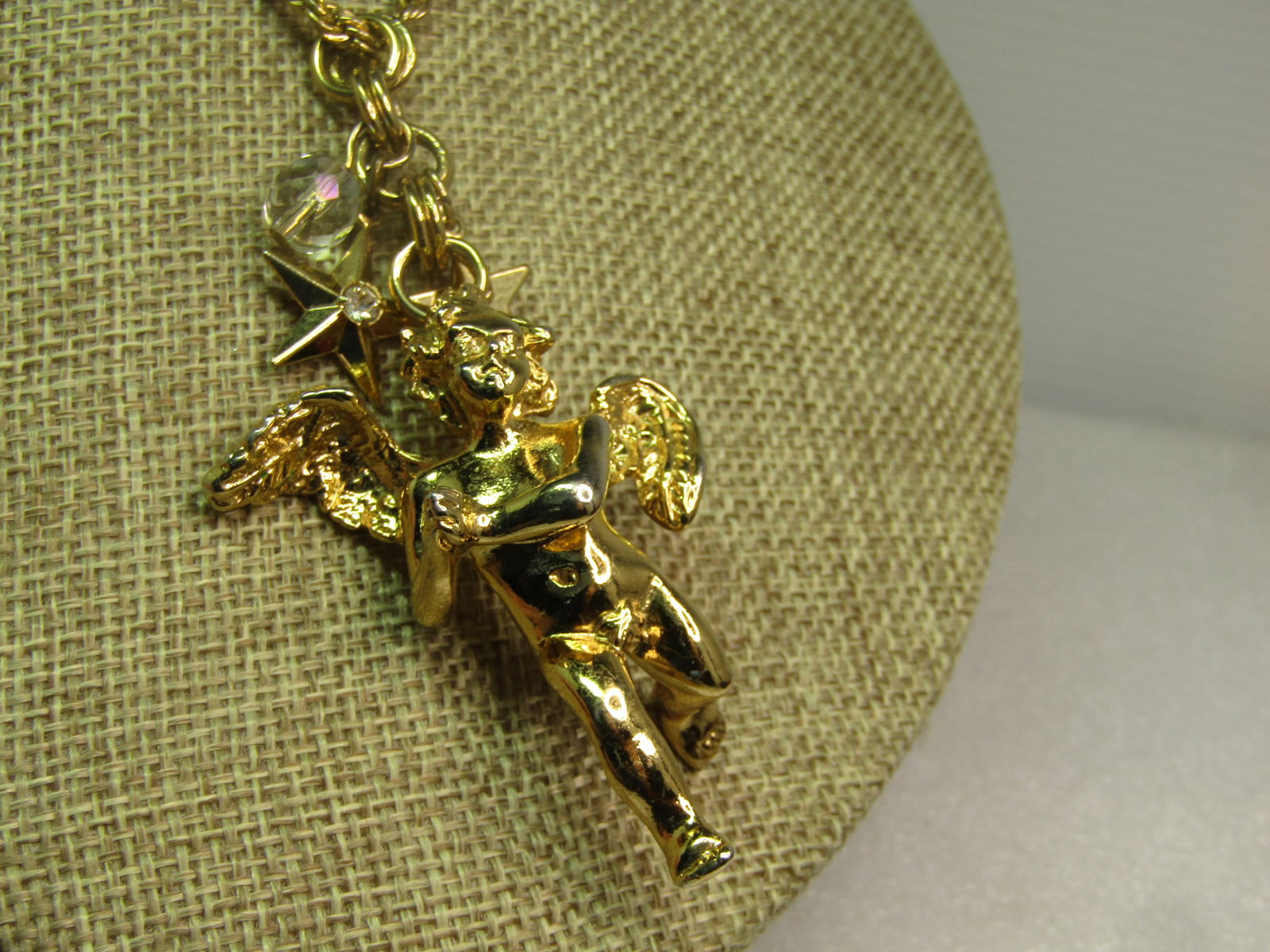 Vintage Kirk's Folly Cherub Star Pendant on 18" Chain, 1990's - 3