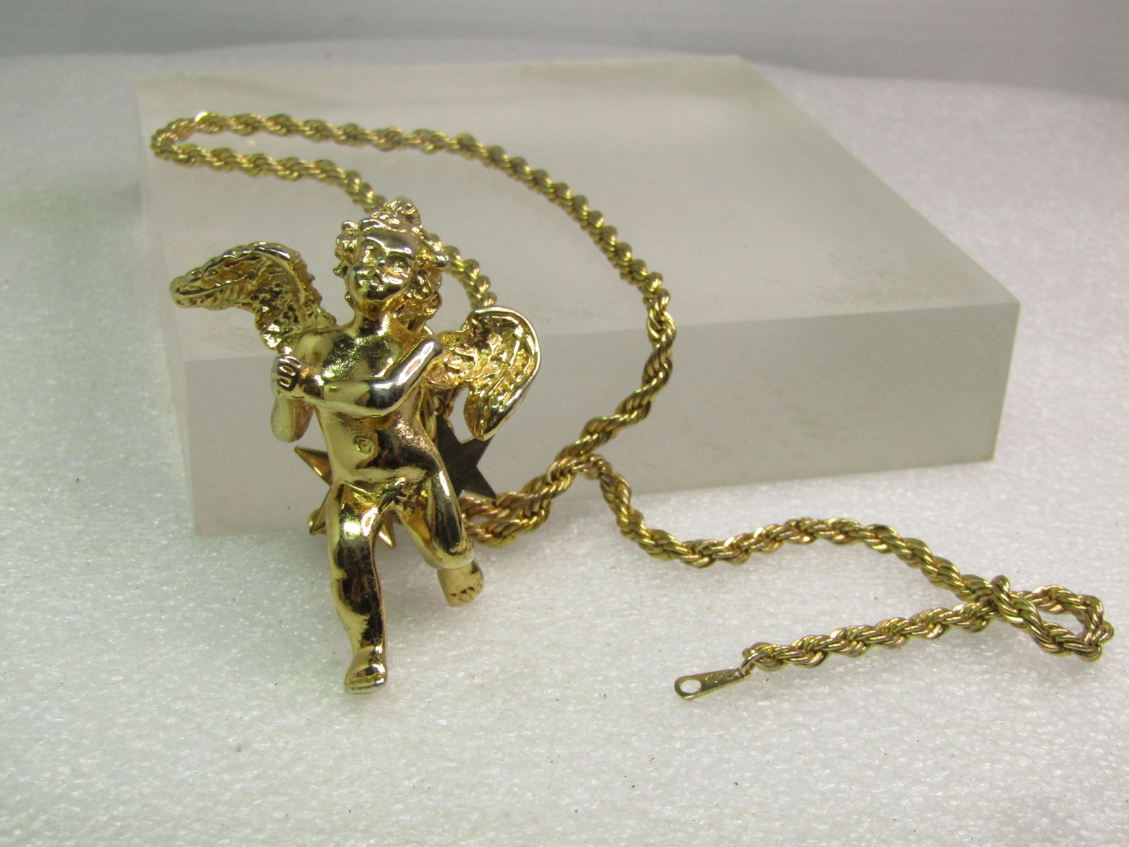 Vintage Kirk's Folly Cherub Star Pendant on 18" Chain, 1990's - 6