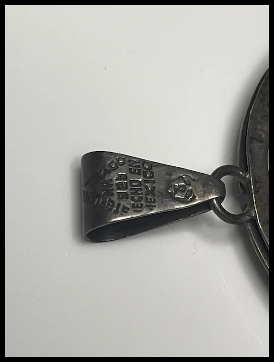 Large Vintage TAXCO 980 Sterling Silver and Carved Stone Brooch/Pin - 4