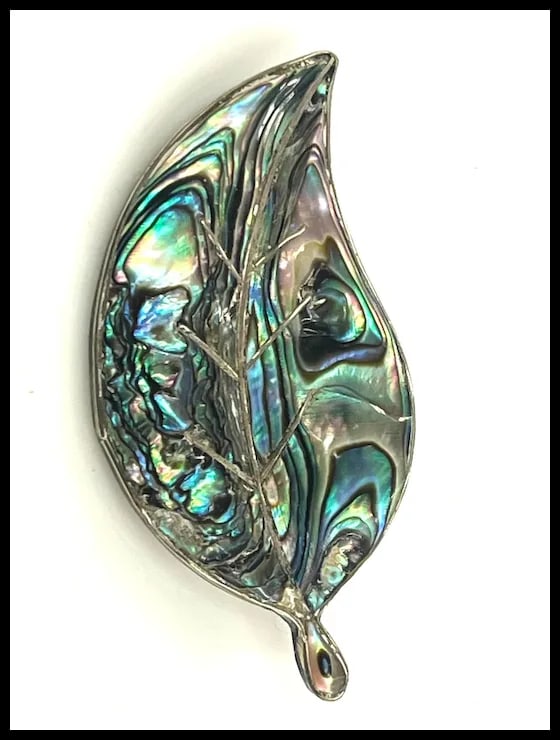 Vintage Sterling Silver Abalone Inlay Alpaca Mexico Brooch/Pin - 2