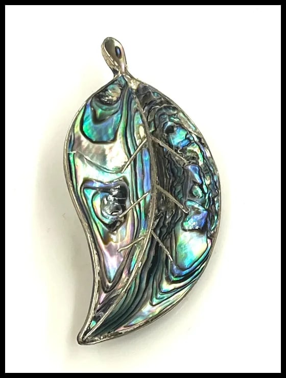 Vintage Sterling Silver Abalone Inlay Alpaca Mexico Brooch/Pin - 3