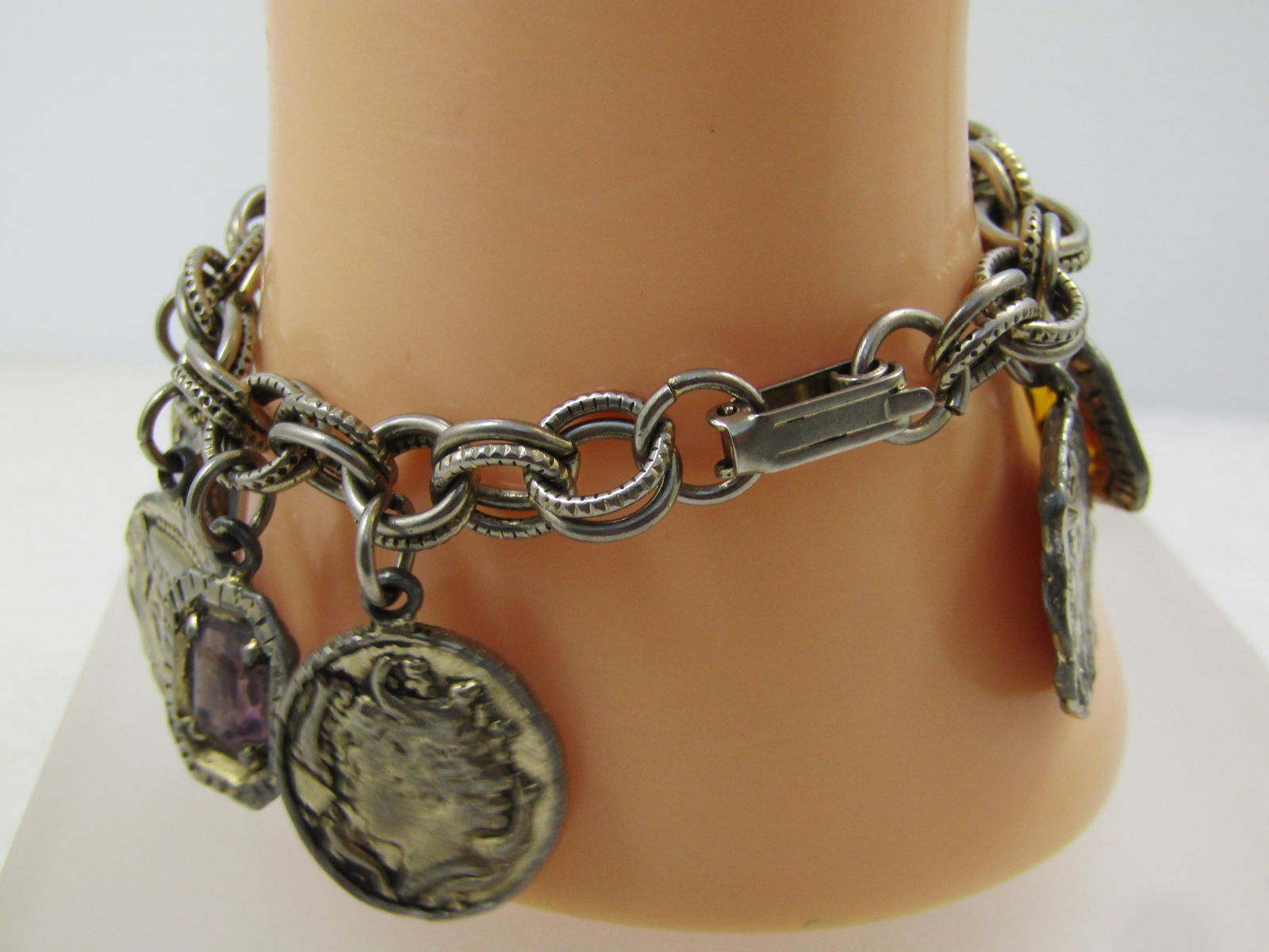 Vintage Replica Roman Coin Charm Bracelet, 7", 1950's-1960's - 3