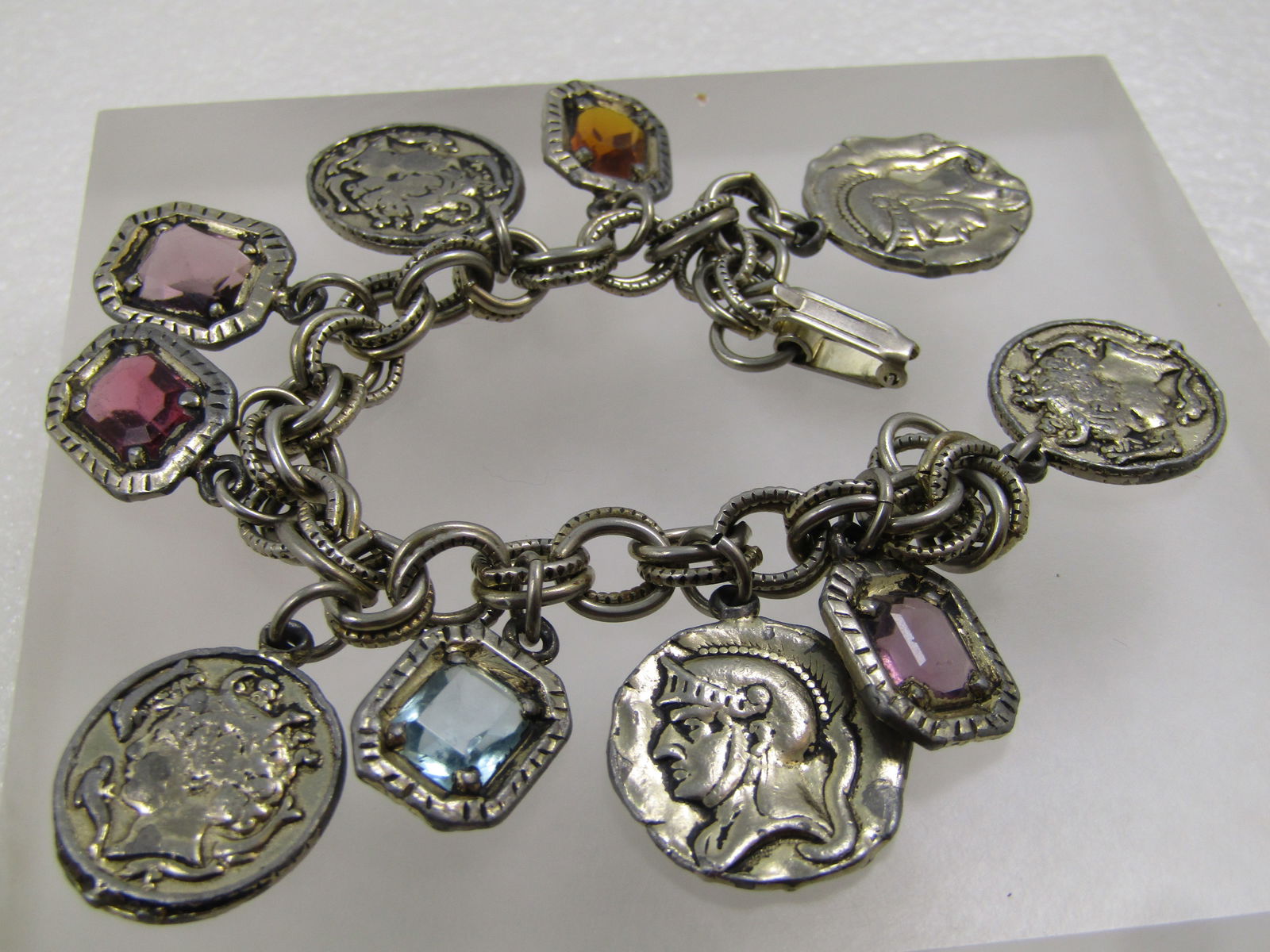 Vintage Replica Roman Coin Charm Bracelet, 7", 1950's-1960's - 4