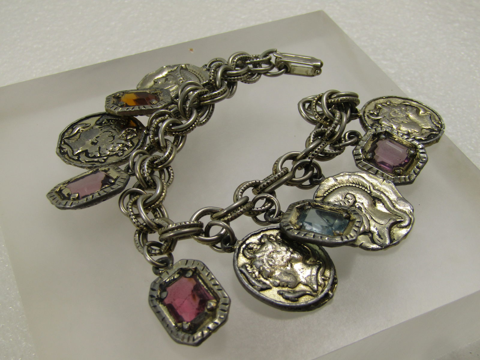 Vintage Replica Roman Coin Charm Bracelet, 7", 1950's-1960's - 5