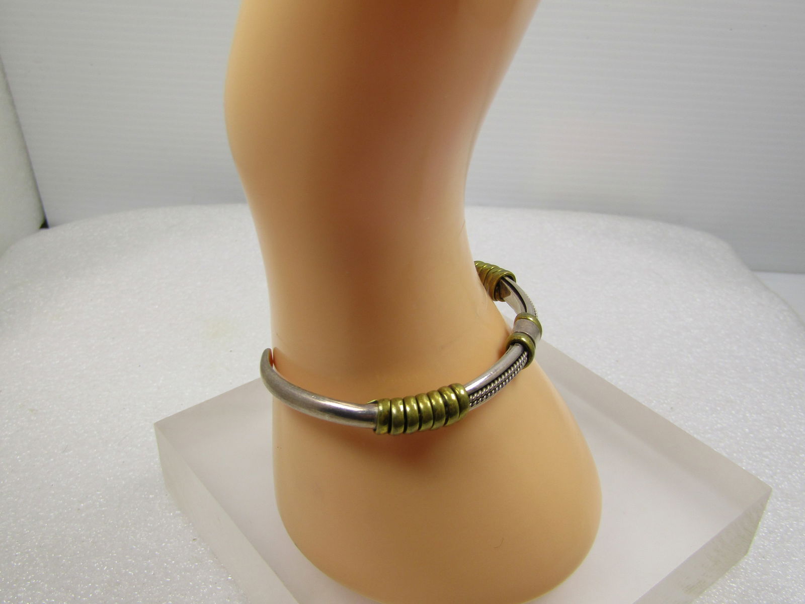 Vintage Sterling & Brass Cuff Bracelet, 6.75", 1980's, Unisex - 4