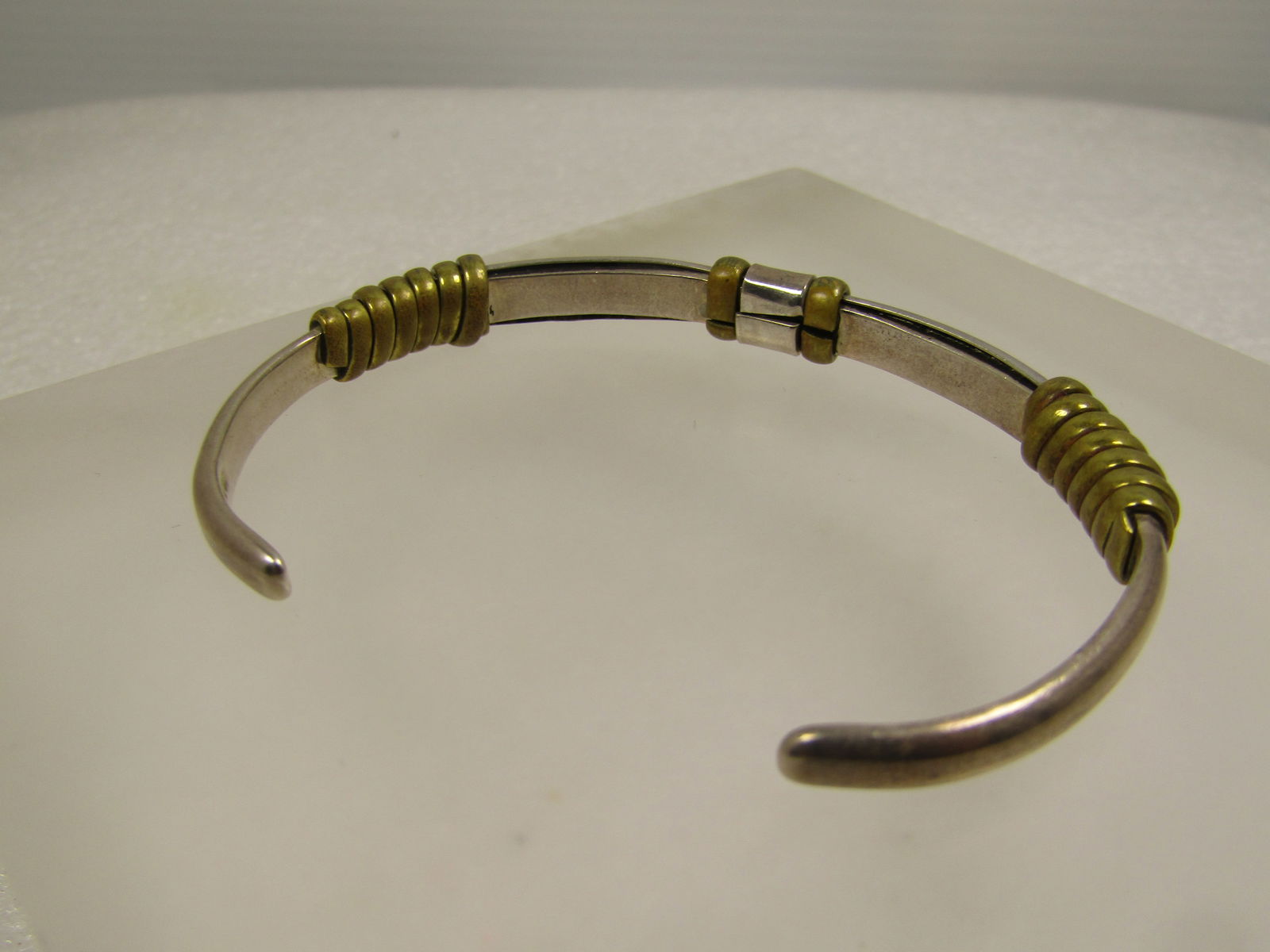 Vintage Sterling & Brass Cuff Bracelet, 6.75", 1980's, Unisex - 5