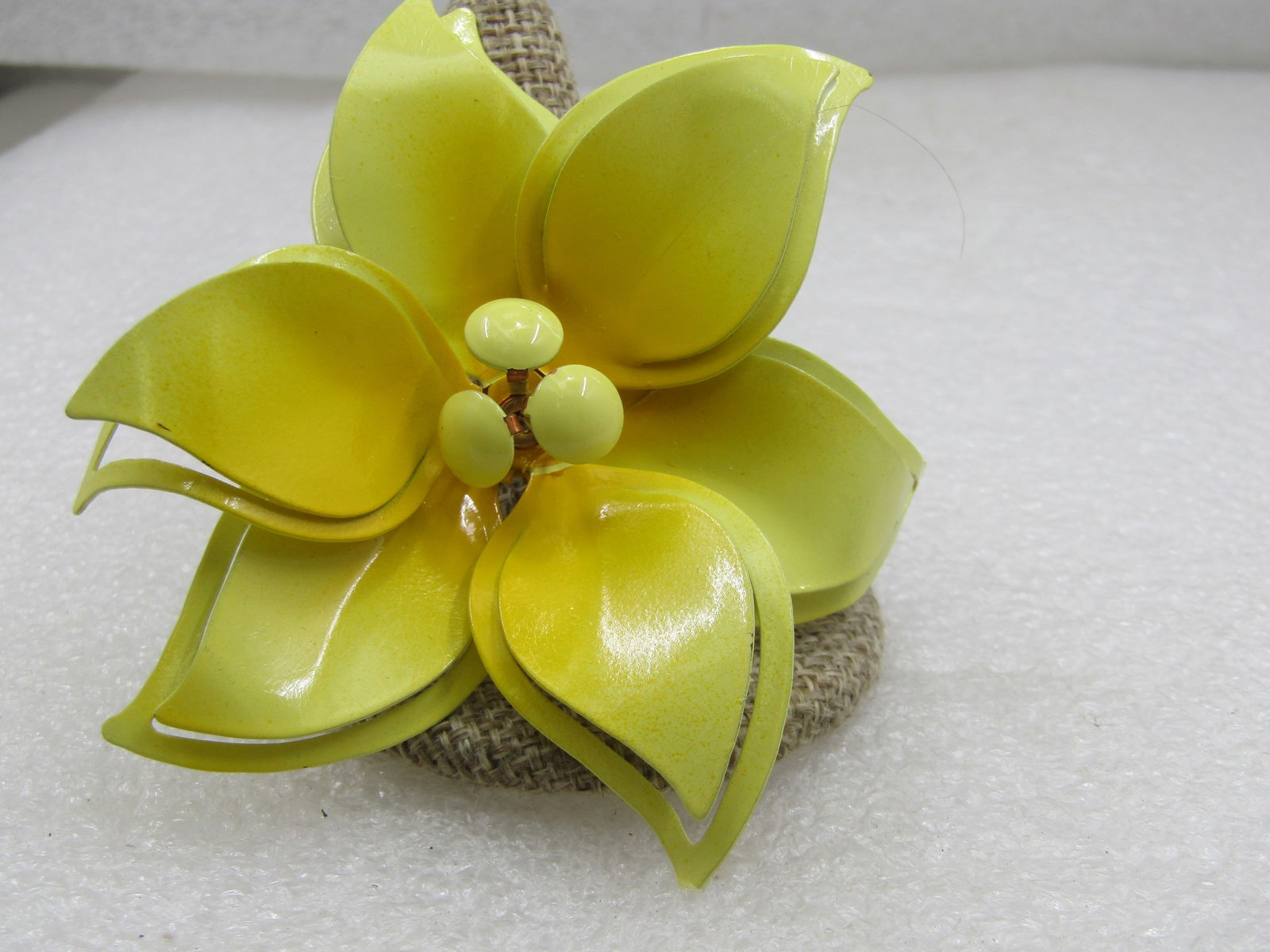 Vintage Yellow Enameled Flower Blossom Brooch, 1960's - 3