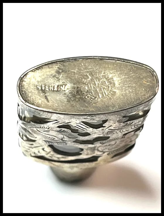 Vintage Sterling Silver and Glass Perfume Bottle - 10