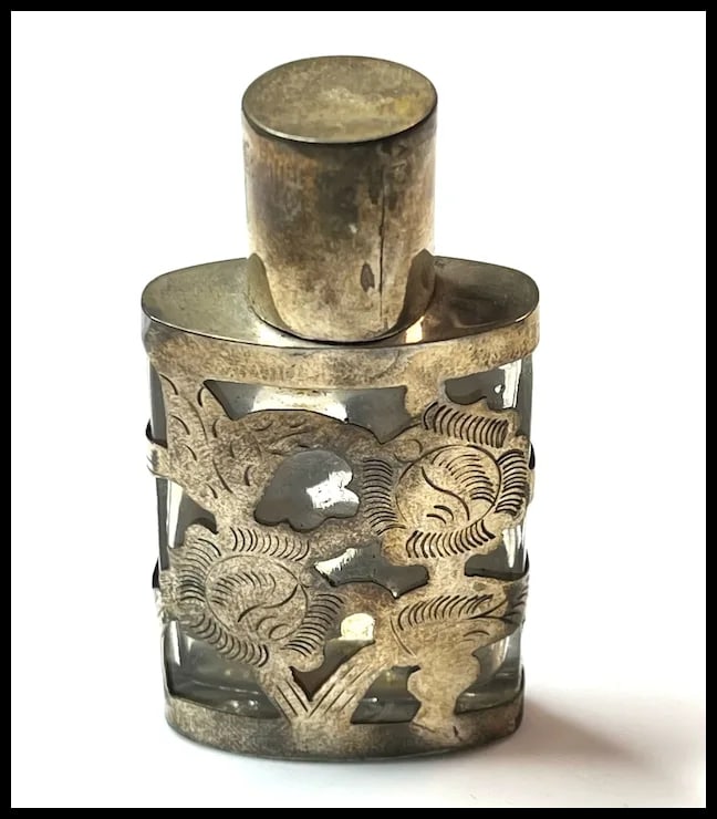 Vintage Sterling Silver and Glass Perfume Bottle - 2