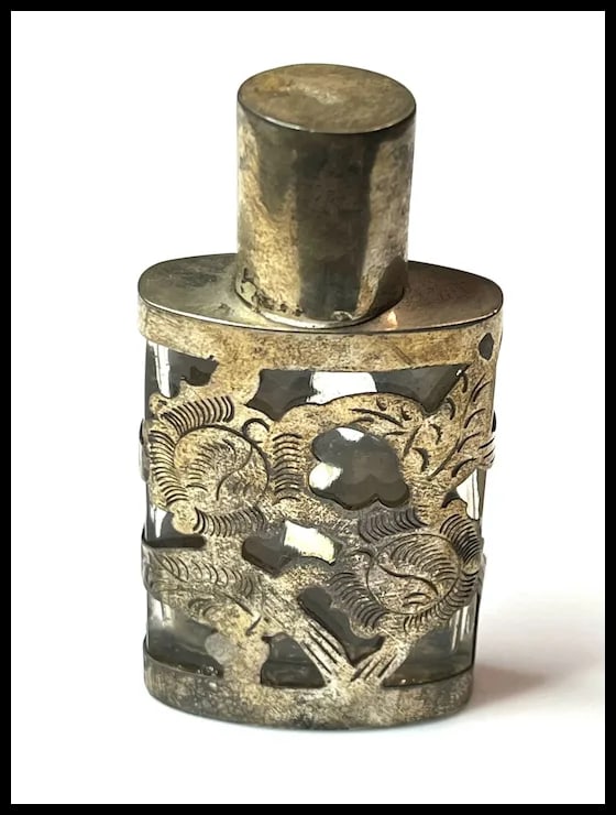 Vintage Sterling Silver and Glass Perfume Bottle - 3