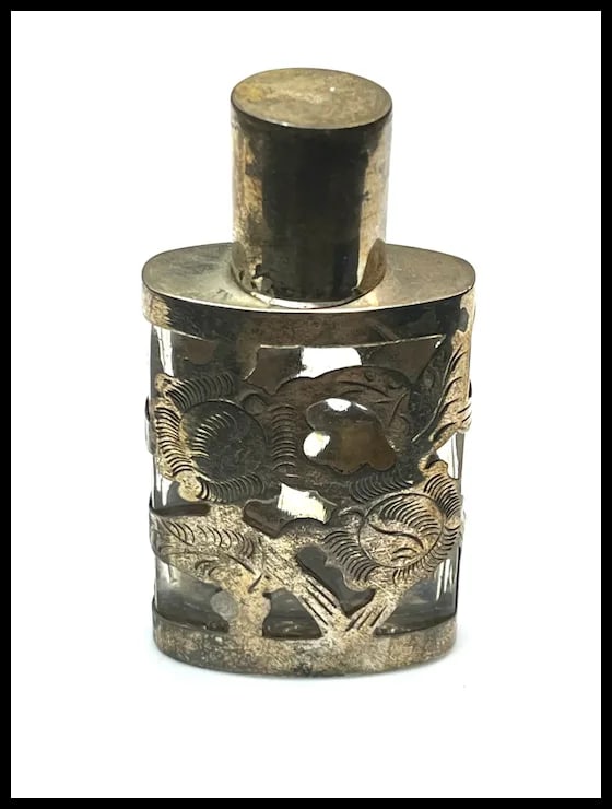 Vintage Sterling Silver and Glass Perfume Bottle - 4