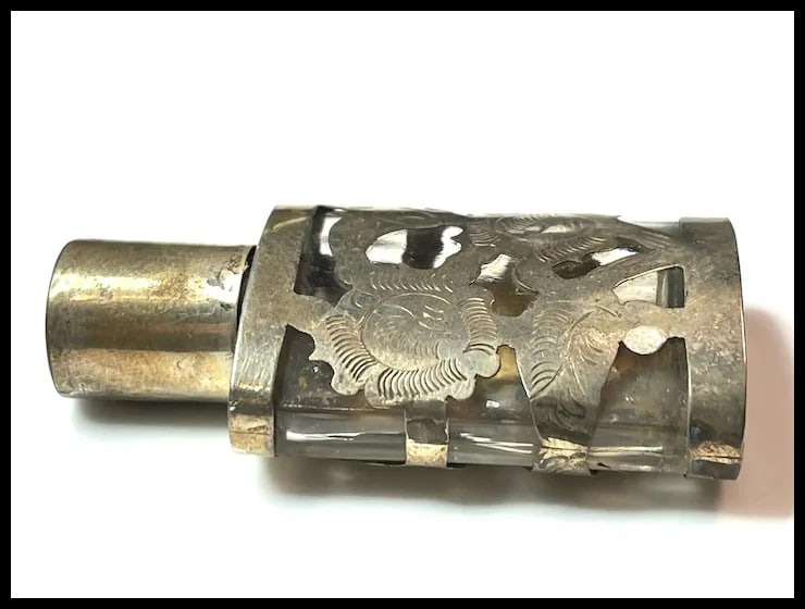 Vintage Sterling Silver and Glass Perfume Bottle - 5