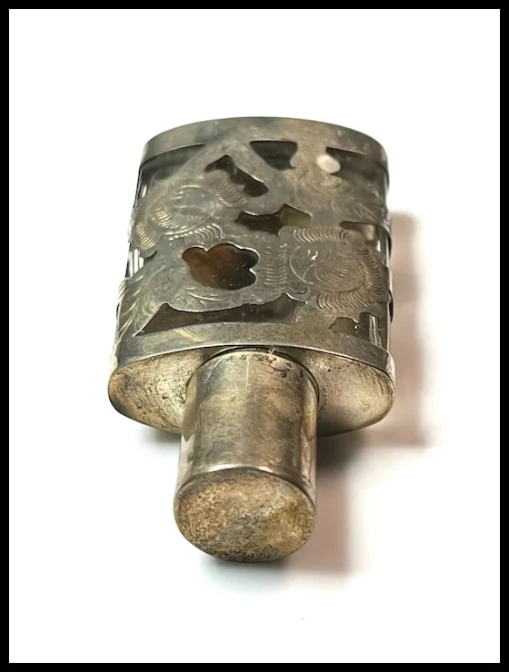 Vintage Sterling Silver and Glass Perfume Bottle - 6