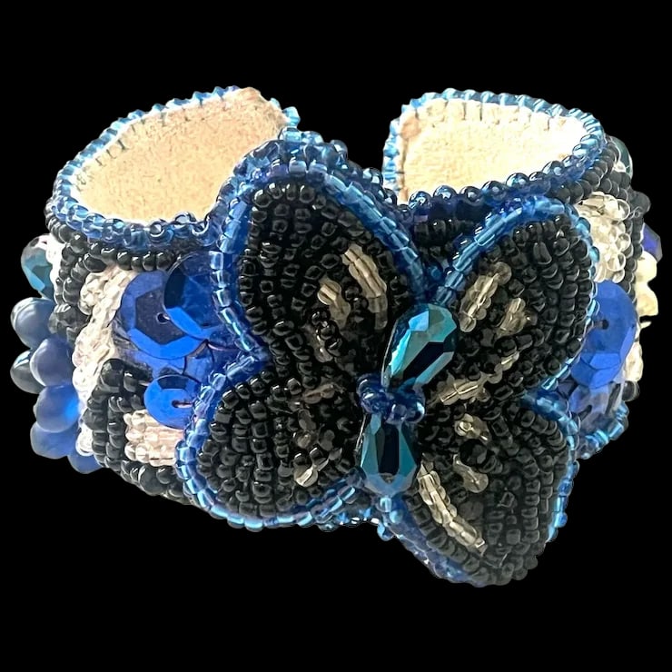 Vintage Handmade Artisan Beaded Bracelet/Cuff (1 of 5)