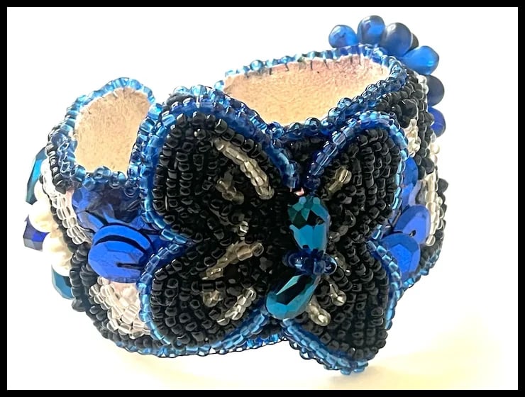 Vintage Handmade Artisan Beaded Bracelet/Cuff - 3