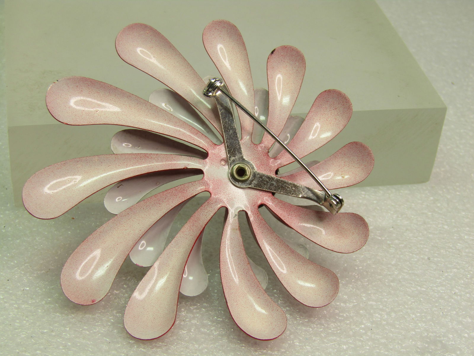 Vintage Enameled Red/White/Blue Blossom Brooch, 1960's-1970's - 4