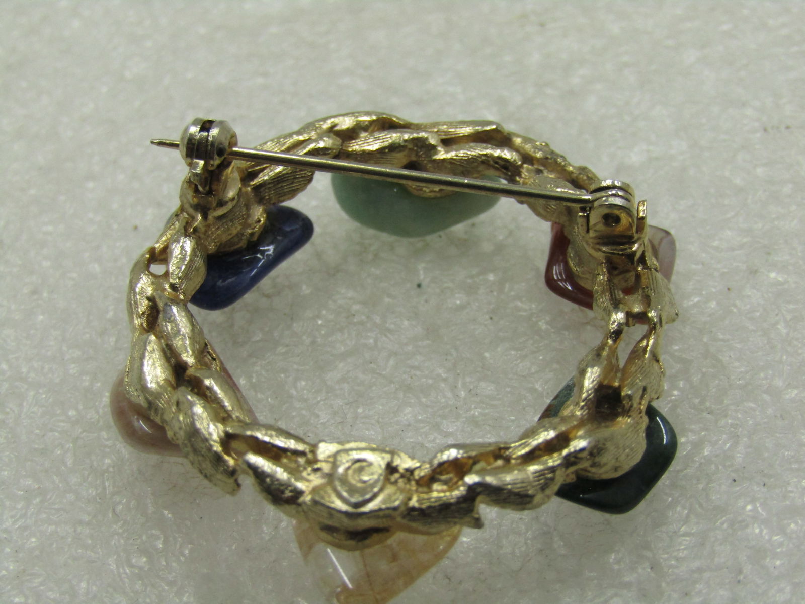 Vintage Polished Stone Circle Brooch, 1960's-1970's - 6