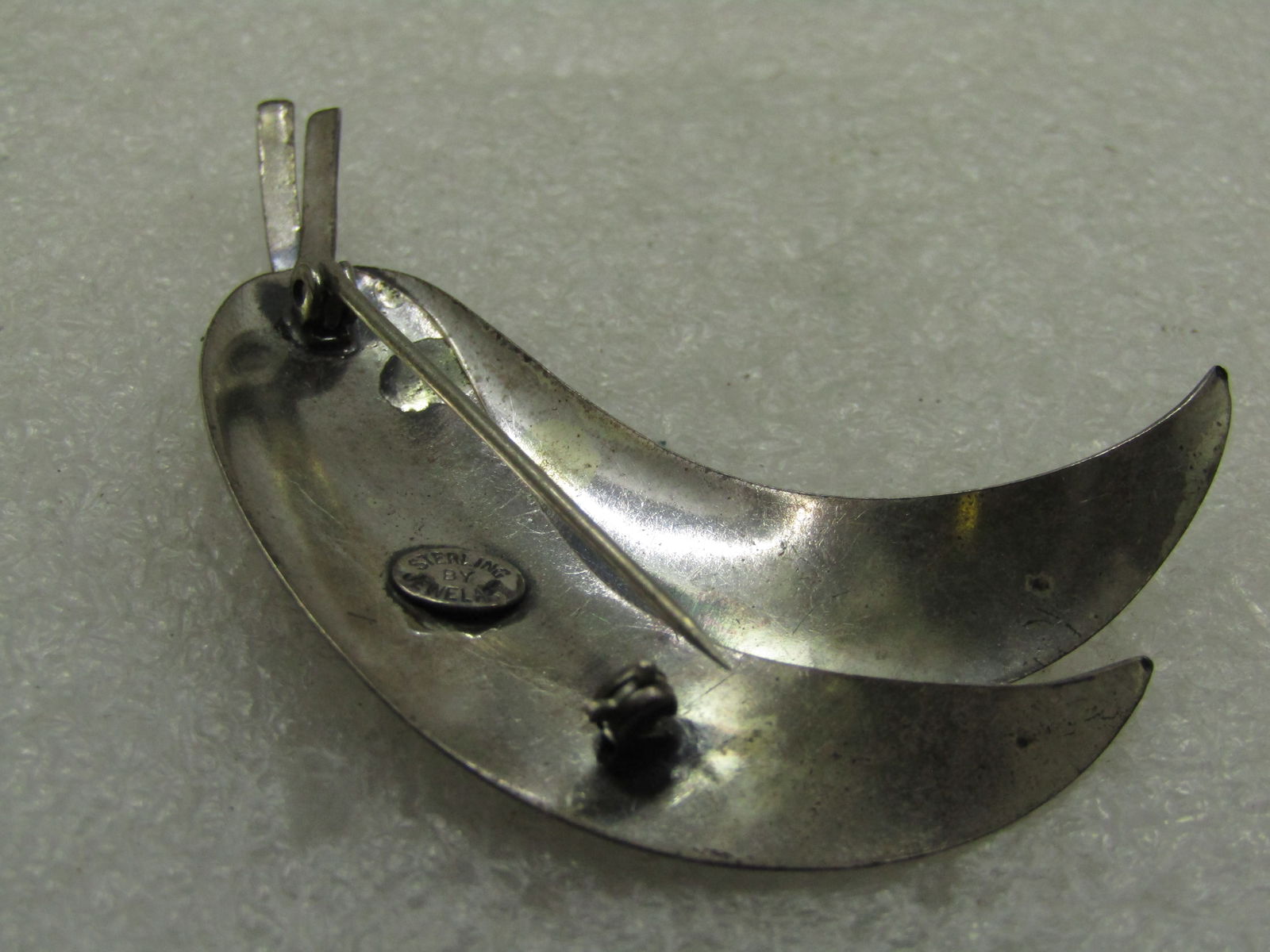 Vintage Sterling Double Leaf Brooch, Signed Jewelart, Mid-Century - 7