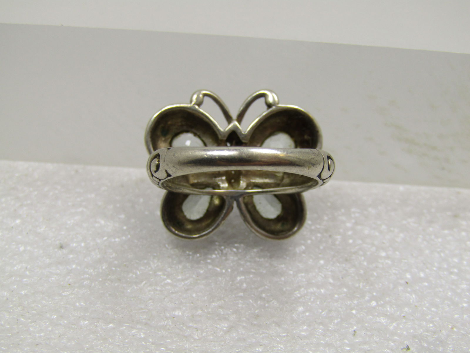 Sterling 14kt White Topaz Butterfly Ring, Sz. 8.5 Signed, 2000's - 6