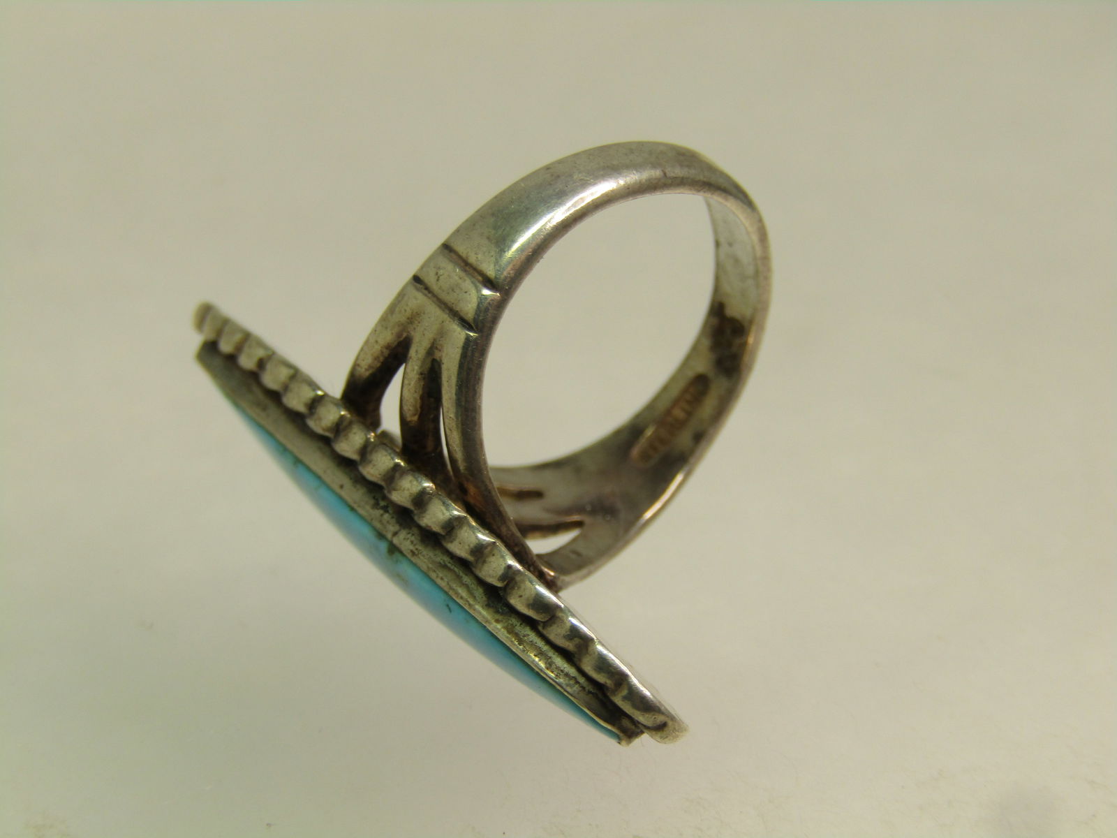 Vintage Sterling Southwestern Turquoise Ring, Bell Trading, Sz, 5, 1960's-1970's. - 6