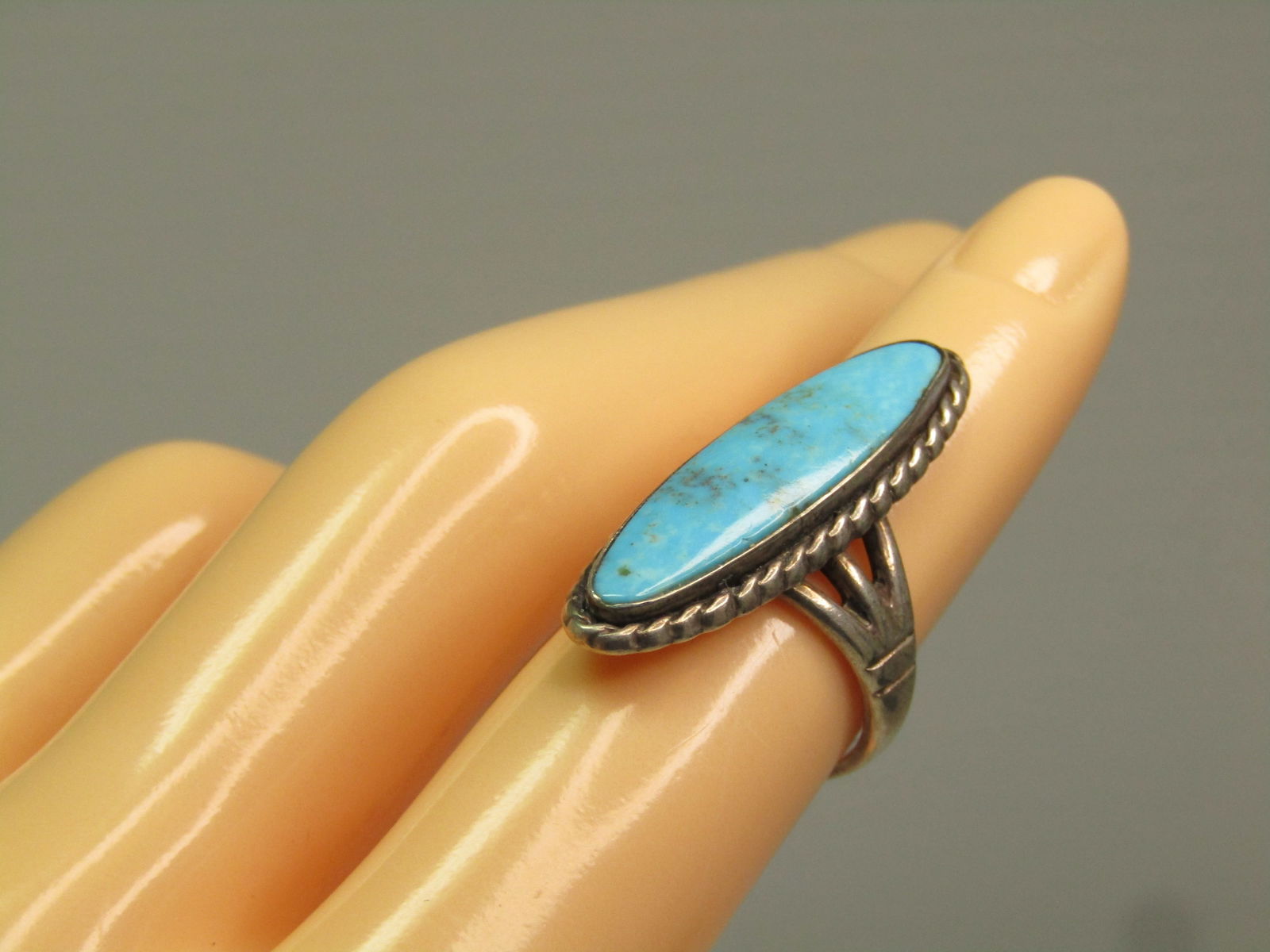 Vintage Sterling Southwestern Turquoise Ring, Bell Trading, Sz, 5, 1960's-1970's. - 8