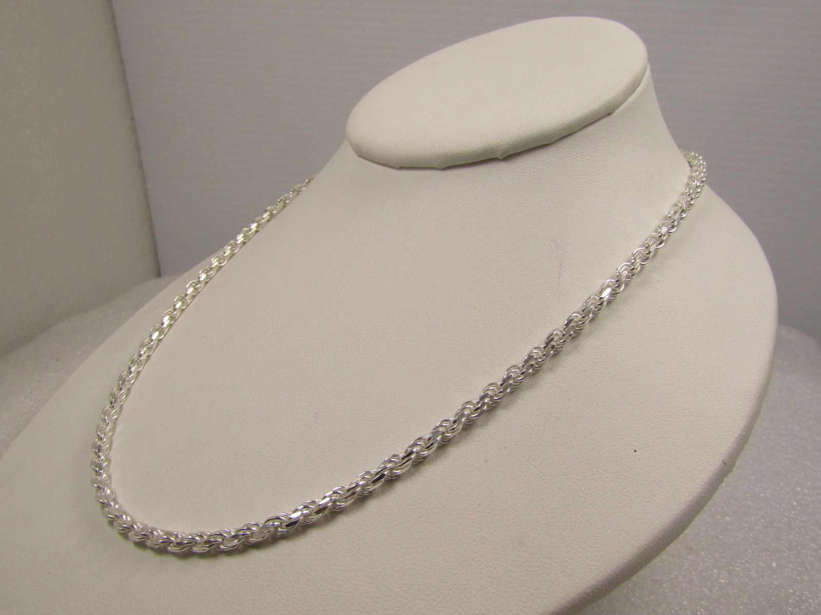 Vintage Sterling Rope Necklace, 20", 1990's, Unisex, Signed - 2