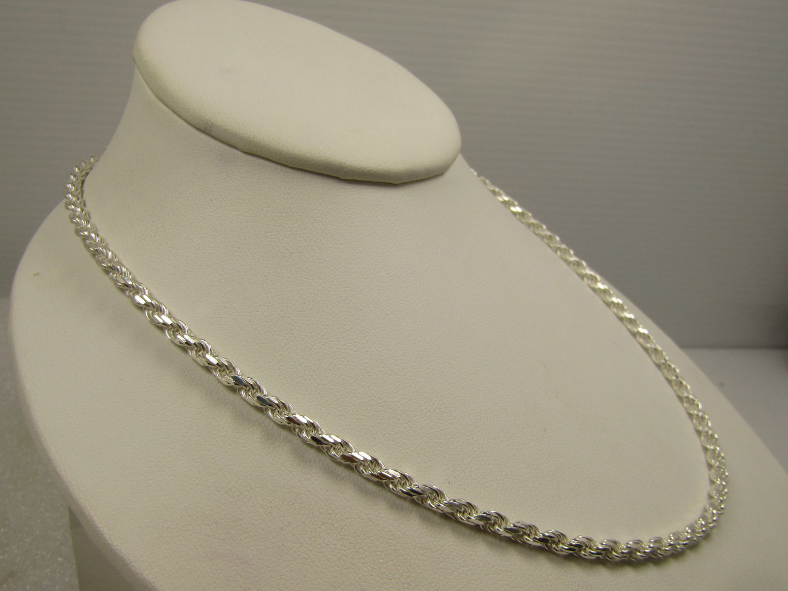 Vintage Sterling Rope Necklace, 20", 1990's, Unisex, Signed - 3