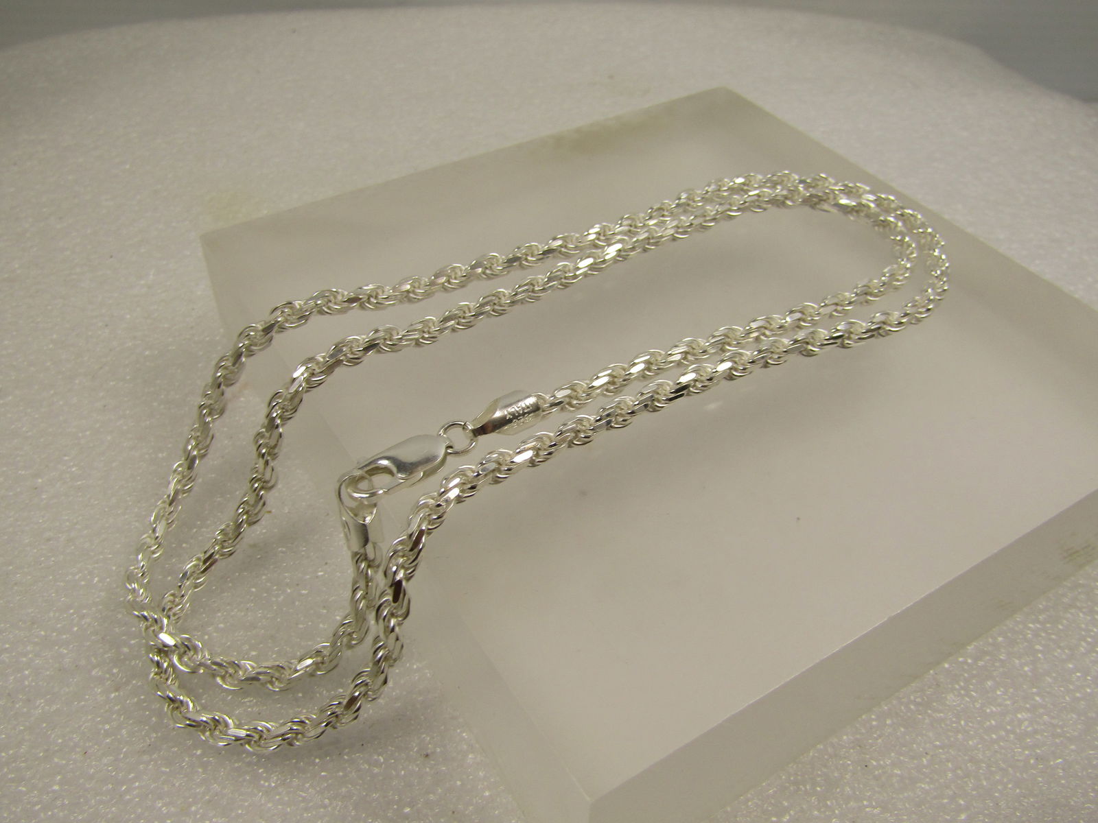 Vintage Sterling Rope Necklace, 20", 1990's, Unisex, Signed - 4