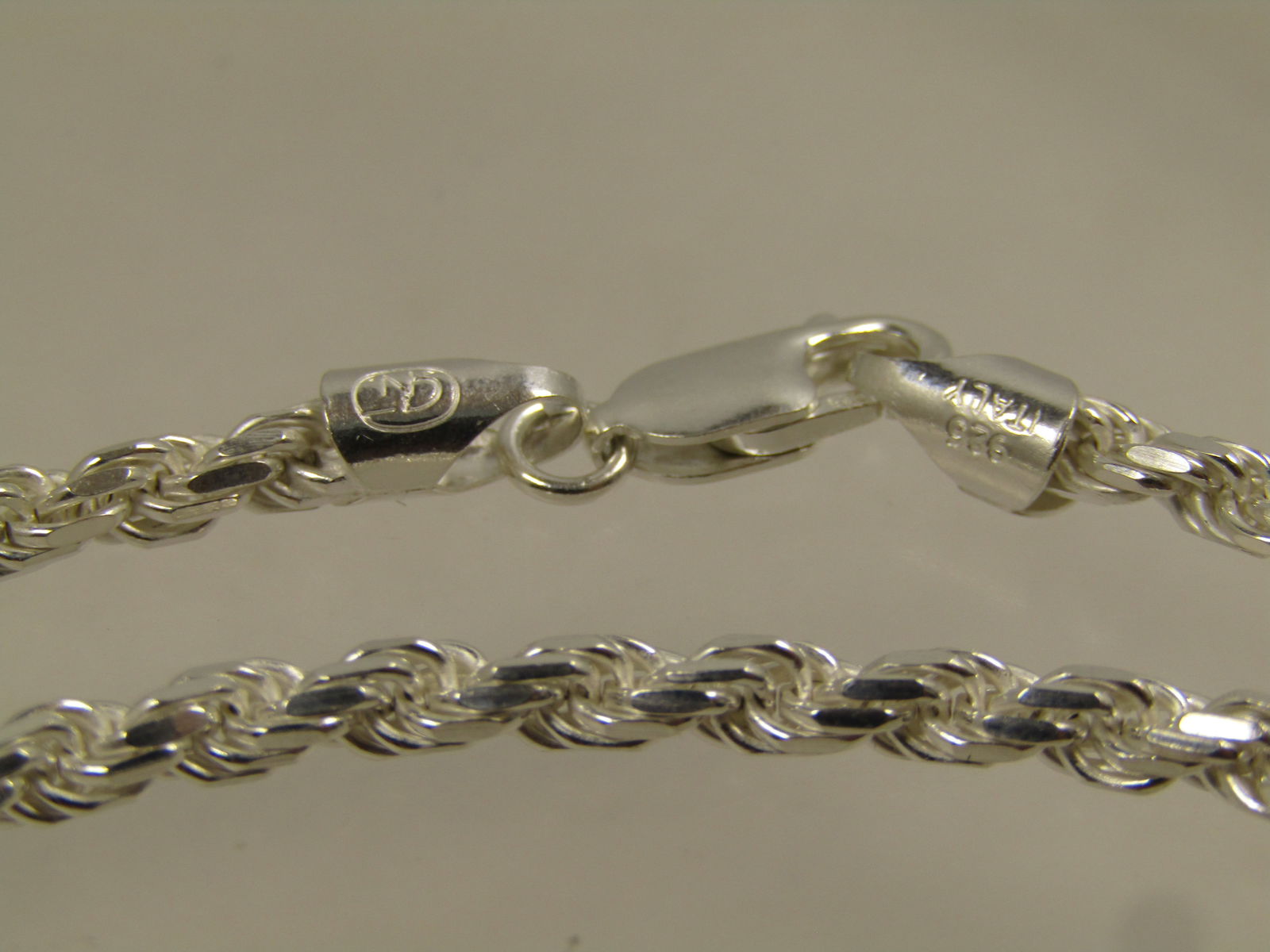 Vintage Sterling Rope Necklace, 20", 1990's, Unisex, Signed - 5