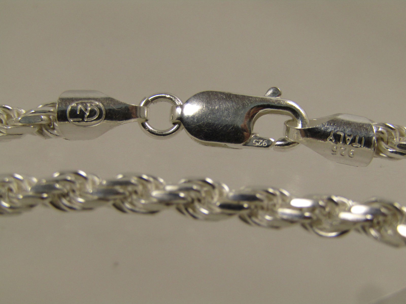 Vintage Sterling Rope Necklace, 20", 1990's, Unisex, Signed - 6