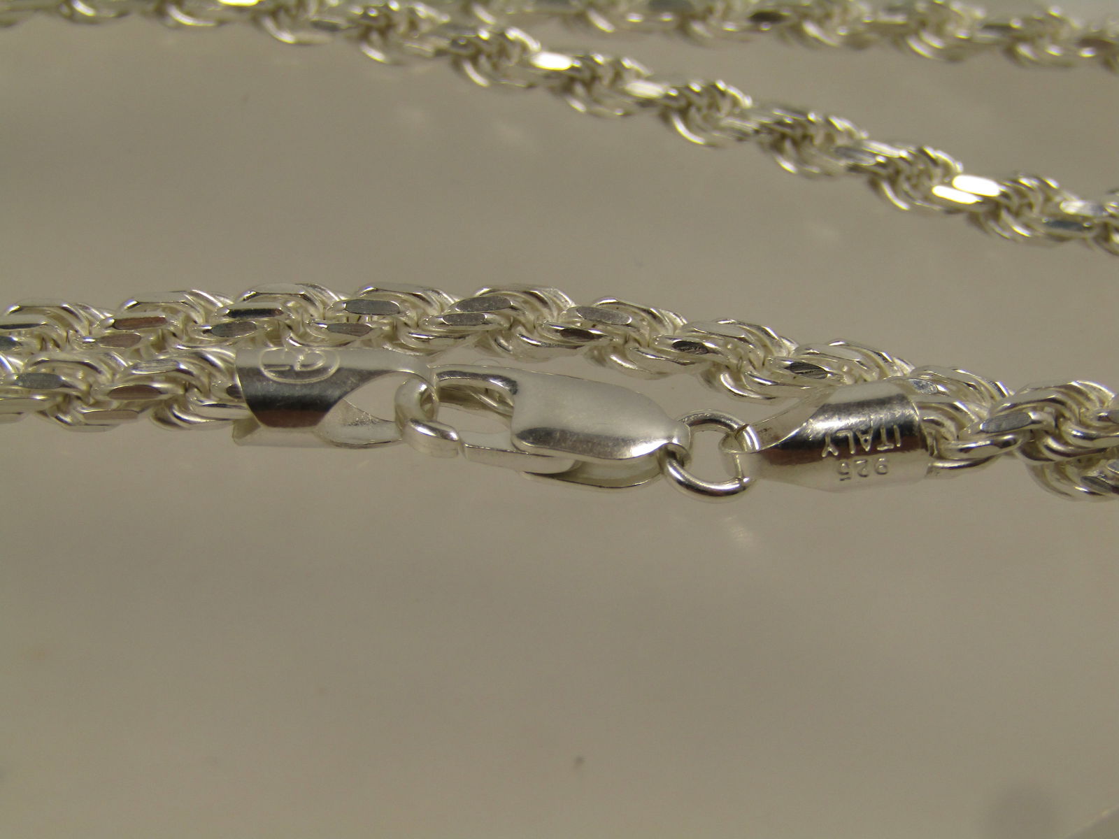 Vintage Sterling Rope Necklace, 20", 1990's, Unisex, Signed - 7