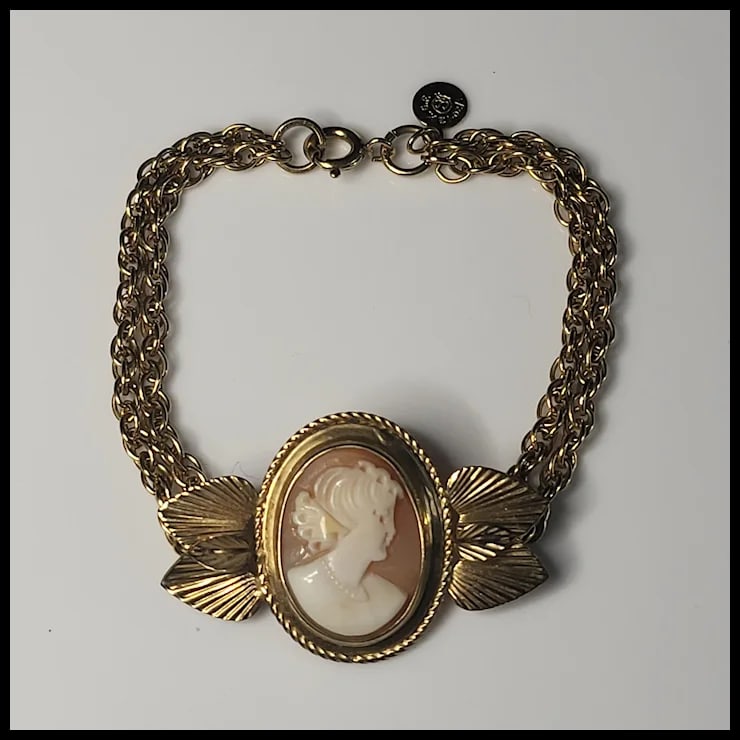 Vintage 12k Gold Filled Cameo C.C. Bracelet - 2