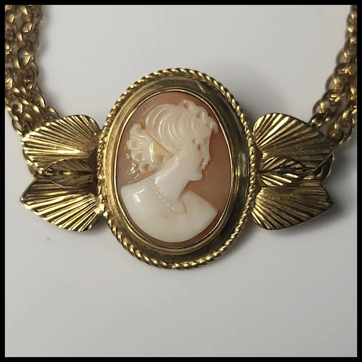 Vintage 12k Gold Filled Cameo C.C. Bracelet - 3