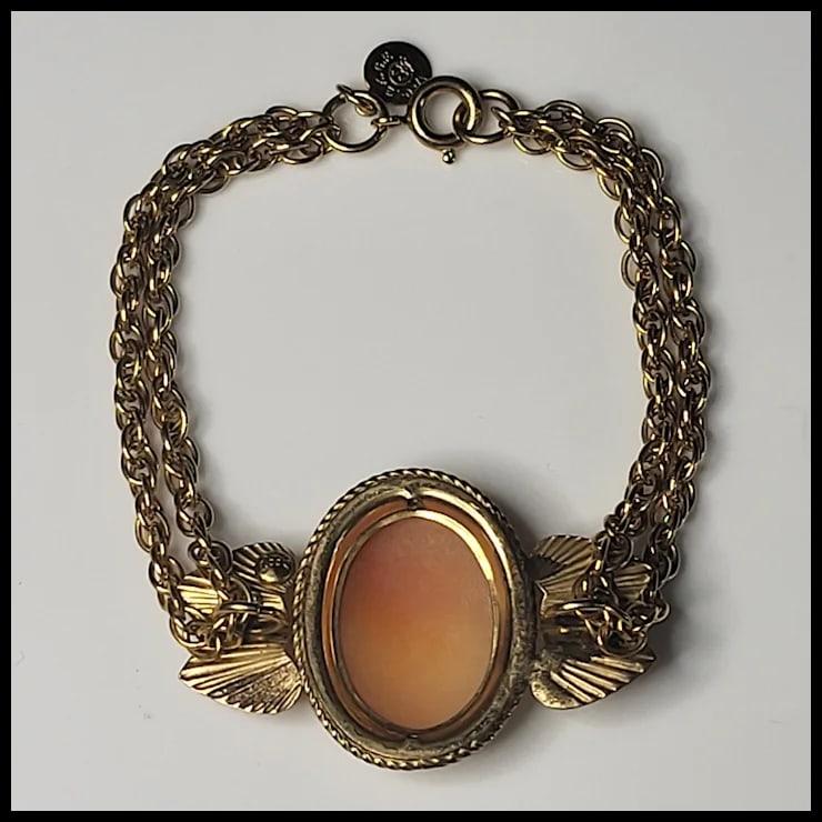 Vintage 12k Gold Filled Cameo C.C. Bracelet - 4