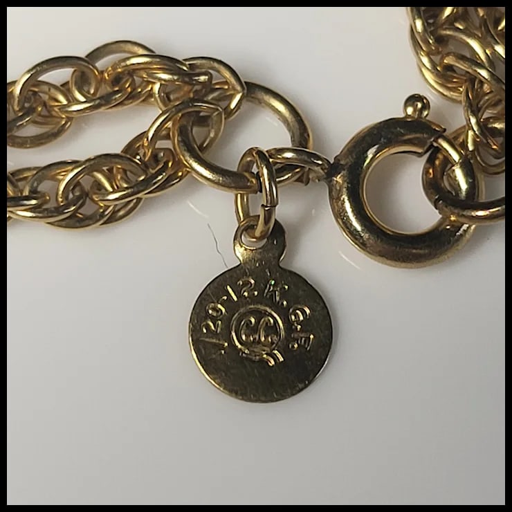 Vintage 12k Gold Filled Cameo C.C. Bracelet - 5