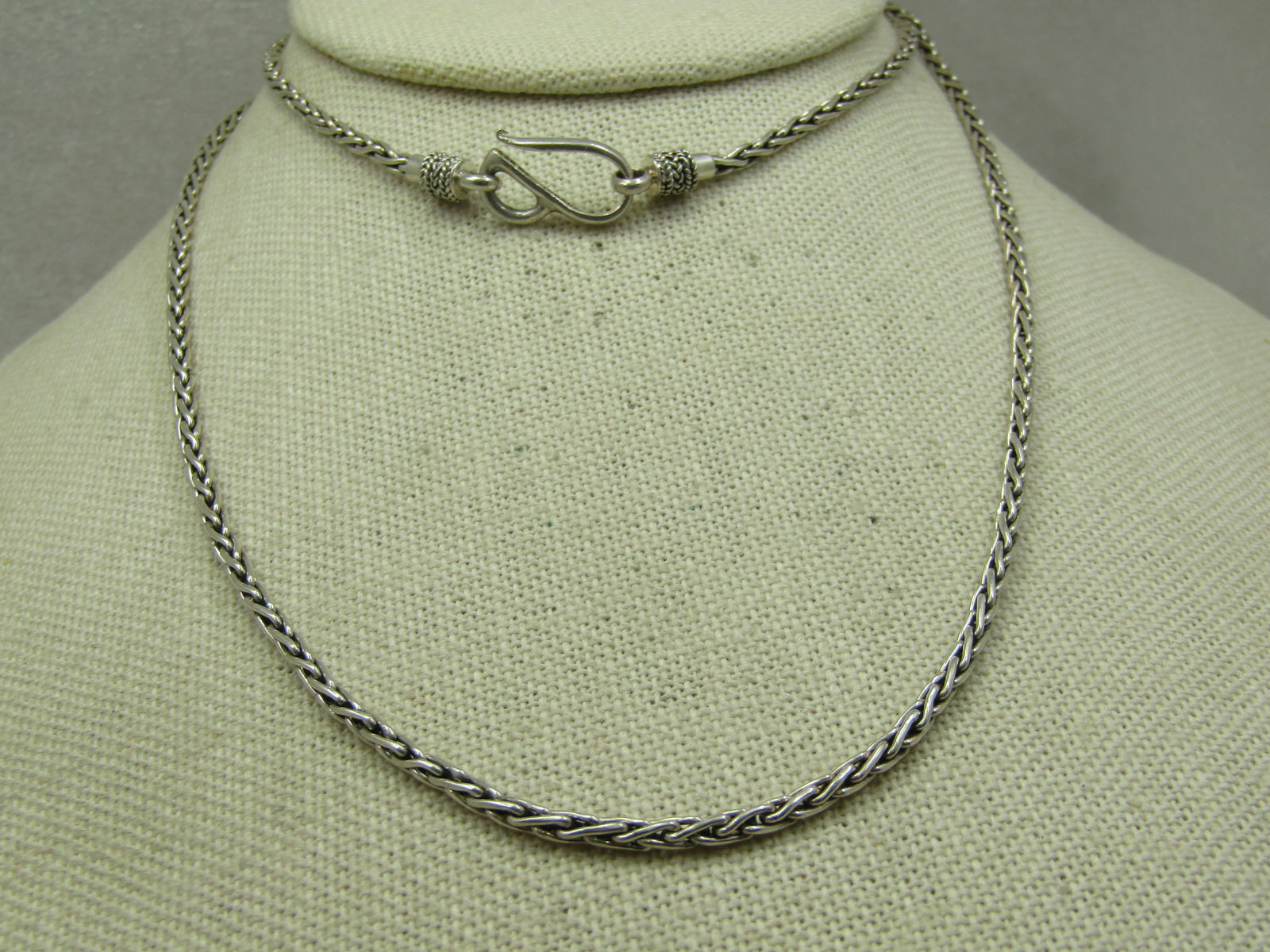 Vintage Sterling Foxtail Link Necklace, 28", Suarti, Unisex, Bali Style - 2