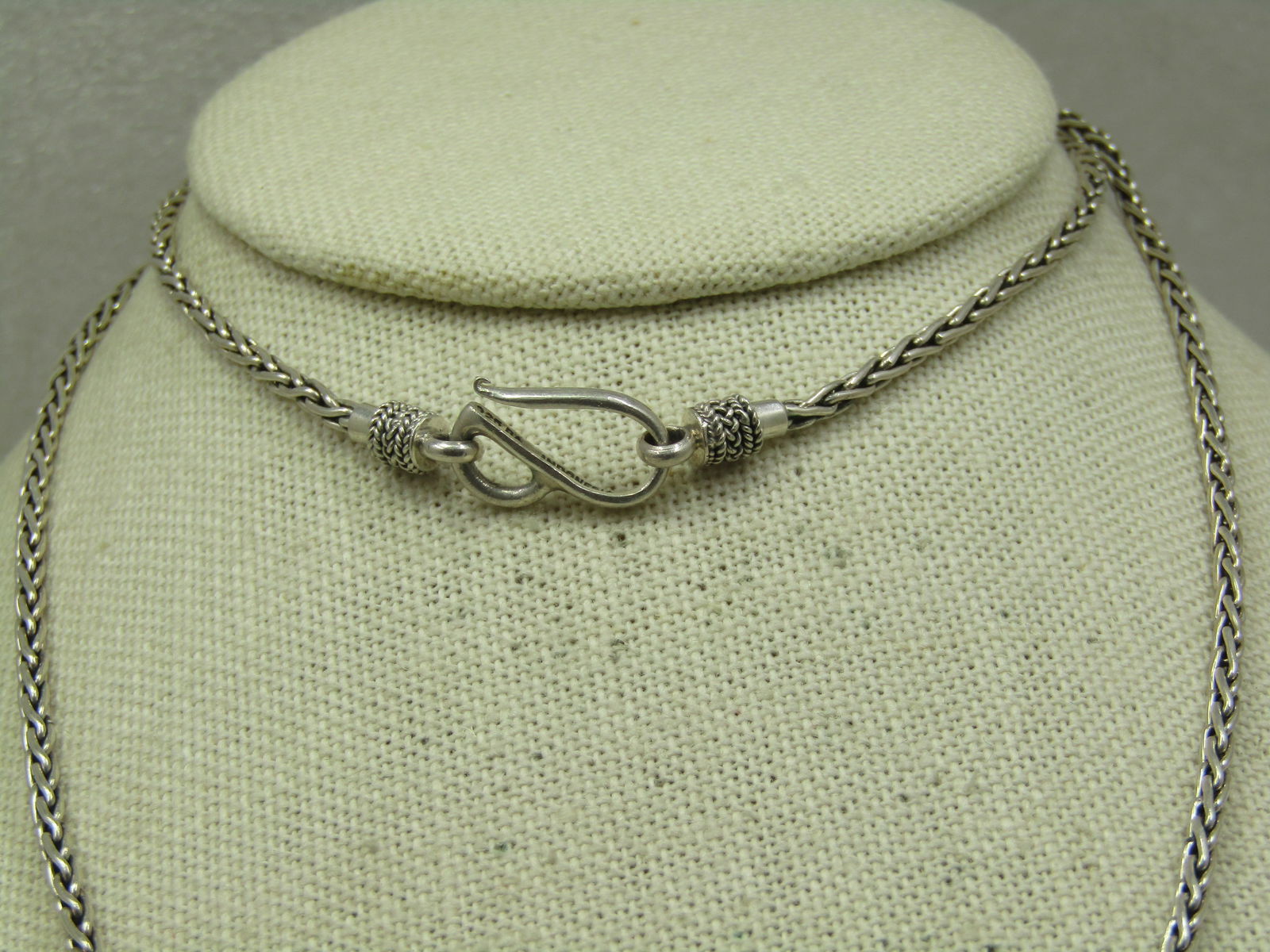 Vintage Sterling Foxtail Link Necklace, 28", Suarti, Unisex, Bali Style - 4