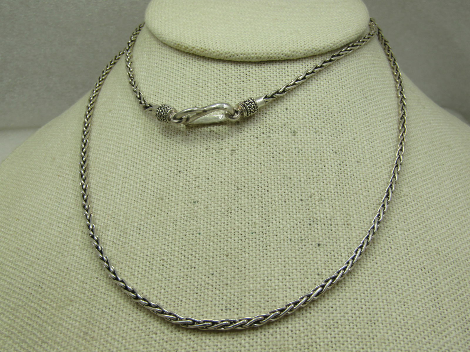 Vintage Sterling Foxtail Link Necklace, 28", Suarti, Unisex, Bali Style - 6