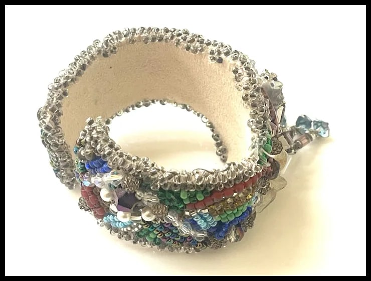 Vintage Handmade Artisan Beaded Bracelet/Cuff - 5