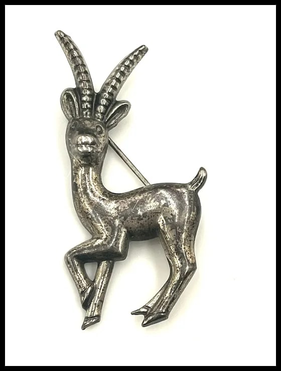 Vintage Coro Sterling Silver Gazelle/Antelope Brooch/Pin - 2