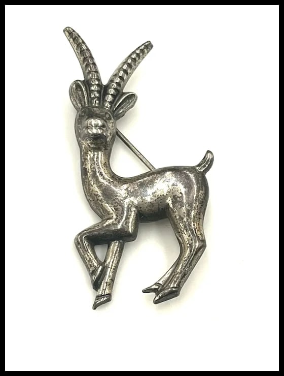Vintage Coro Sterling Silver Gazelle/Antelope Brooch/Pin - 3