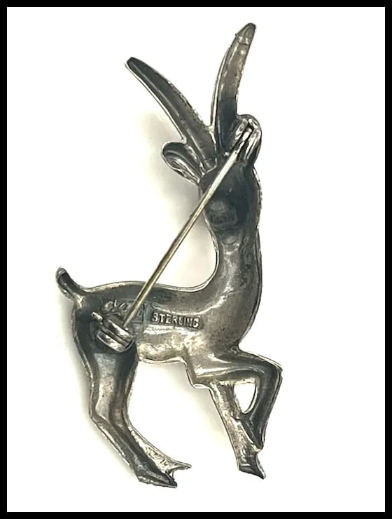 Vintage Coro Sterling Silver Gazelle/Antelope Brooch/Pin - 4