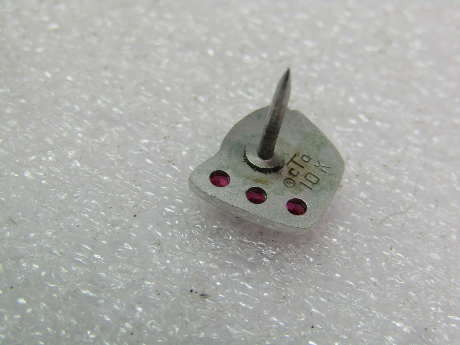 Vintage 10kt Ruby/Spinel E Employee/Membership Pin, 1970's/1980's - 3