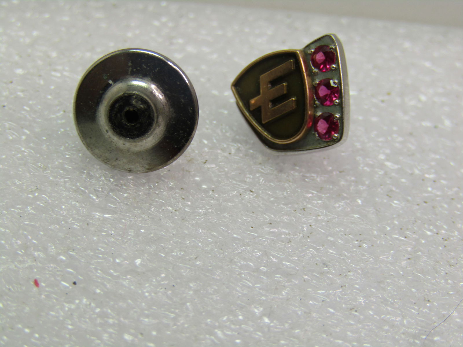 Vintage 10kt Ruby/Spinel E Employee/Membership Pin, 1970's/1980's - 4