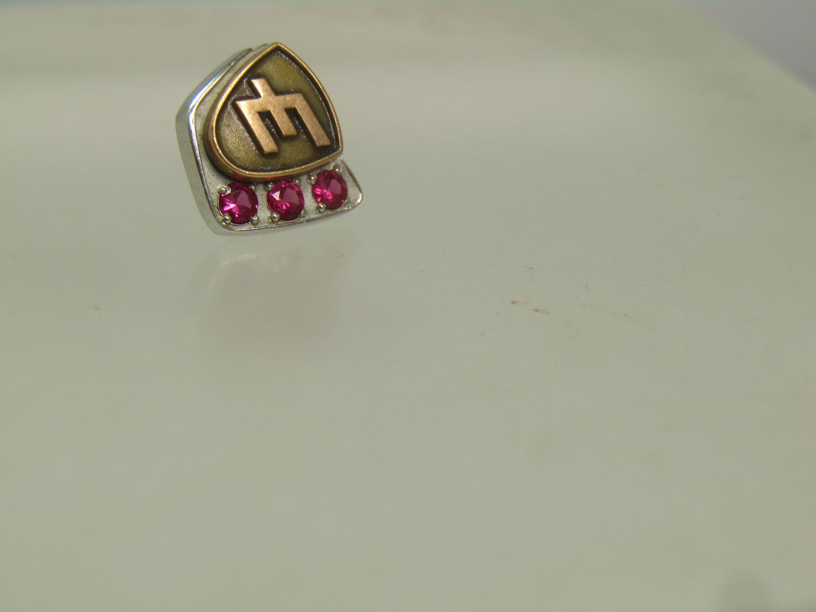 Vintage 10kt Ruby/Spinel E Employee/Membership Pin, 1970's/1980's - 6