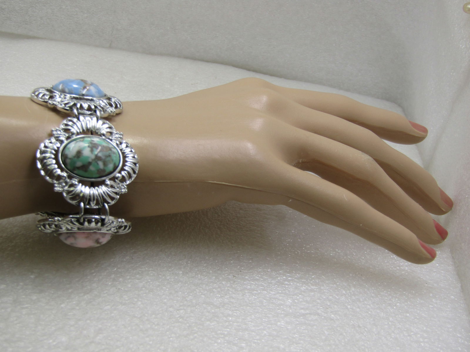 Vintage Faux Agate Bracelet, Sarah Coventry, 8", 1960's-1970's - 4