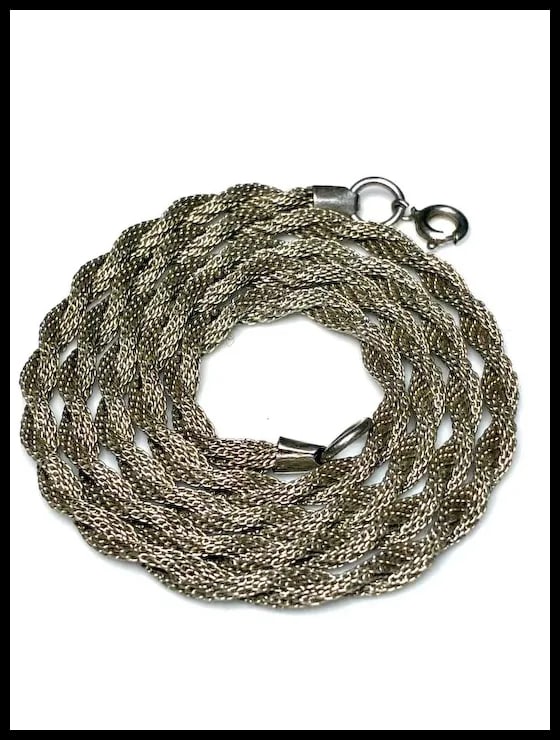 Vintage Sterling Silver Mesh Rope Necklace - 2