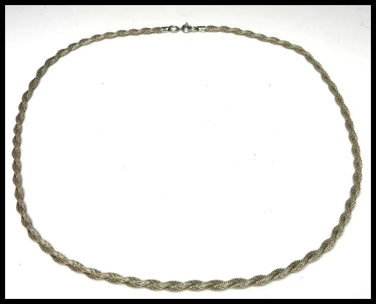 Vintage Sterling Silver Mesh Rope Necklace - 3